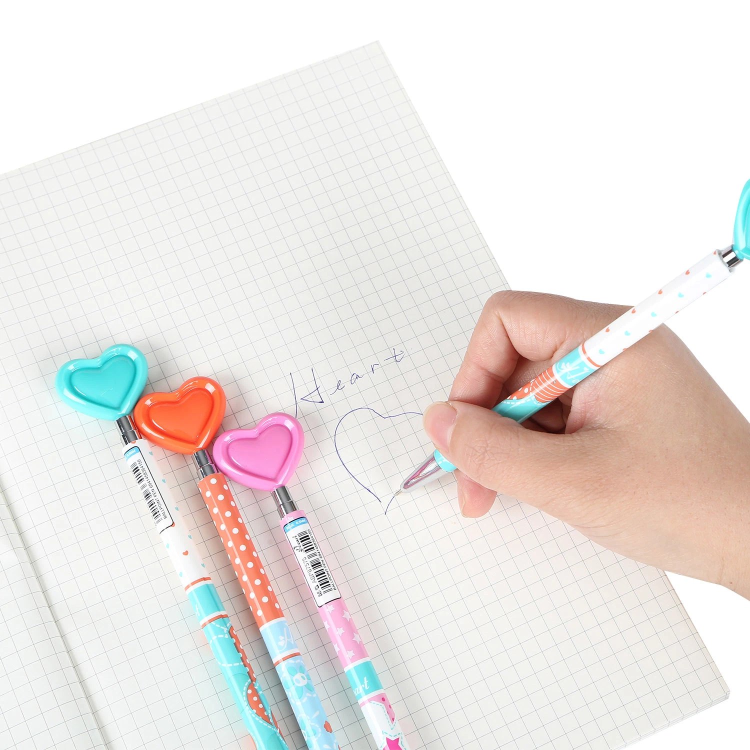 Stationery Items Creative Novelty Gift Heart-Shape Durable Smooth Retractable Clicker Nice Looking Plastic Ball Pen