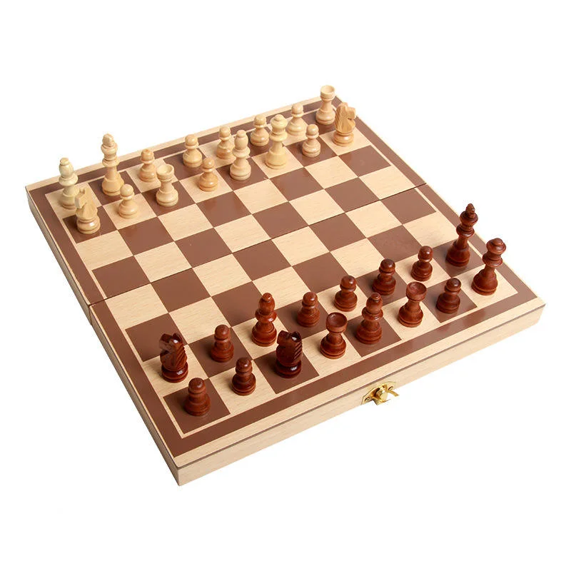 2 in 1 Magnetic Folding Board Beginner Wooden Chess & Checkers Set