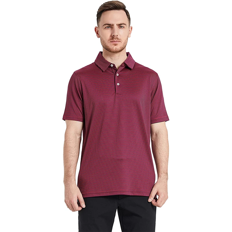 Quality Dry Fit Polo Shirt Golf Shirt Manufacturers China Customized Design Comfort Short Sleeve Striped Fitness Golf Polo Shirt for Men