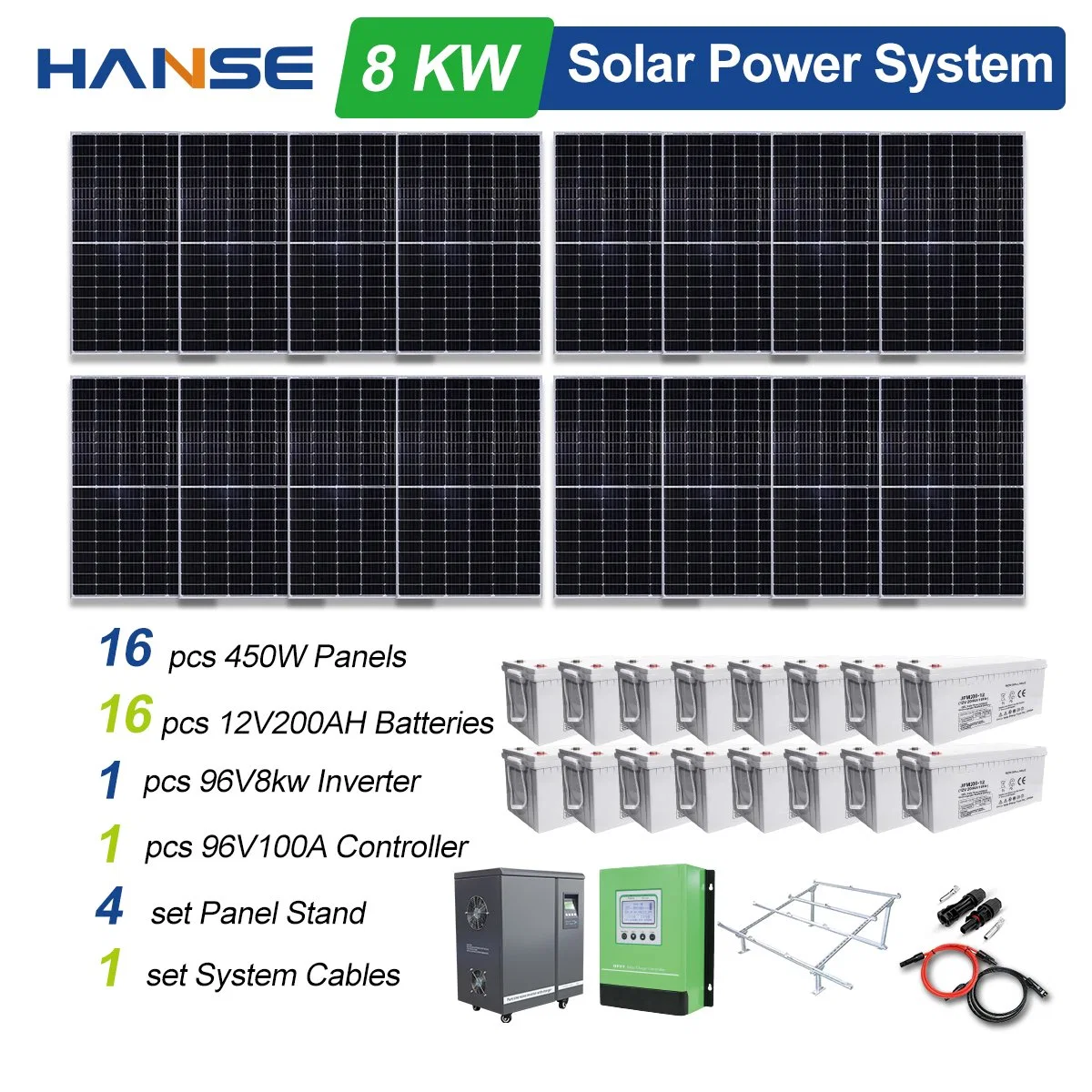 PV Photovoltaïque pour le panneau d'énergie en gros 5kw Mini 6kw 8kw 10kw 12kw 15kw 20kw sur le système d'alimentation solaire portable complet hybride hors réseau lié à la maison.