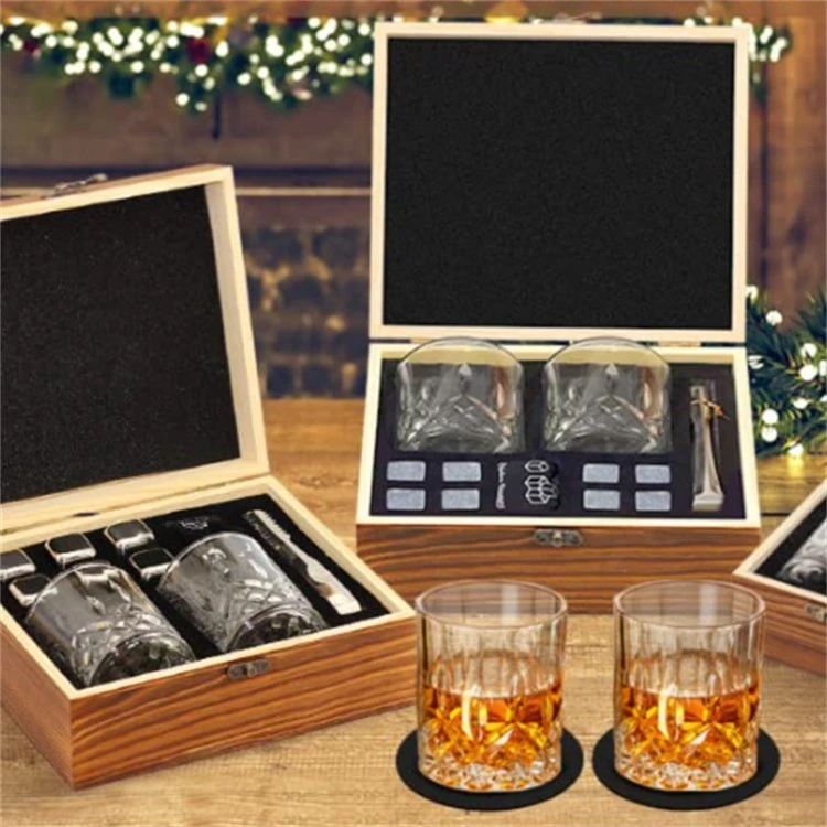 Granite Chilling Cube Rocks Whiskey Glass and Whiskey Stones Gift Box