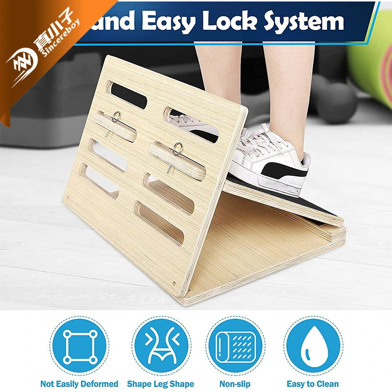 Adjustable Wood Slant Board with Carry Bag Calf Stretcher Board Folds Flat 4 Angles