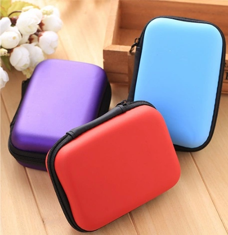 Shockproof Carrying PU Leather Hard Protective Travel Coin Wallet Storage Case EVA Earphone Case