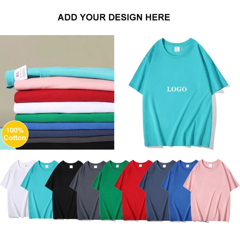 ملابس غير ميex لشعار مخصص أغسل T-Shirt قطن 100% قميص قميص للرجال الأكمام ذو العنق المدوّمين طباعة تصميمك الخاص العلامة التجارية