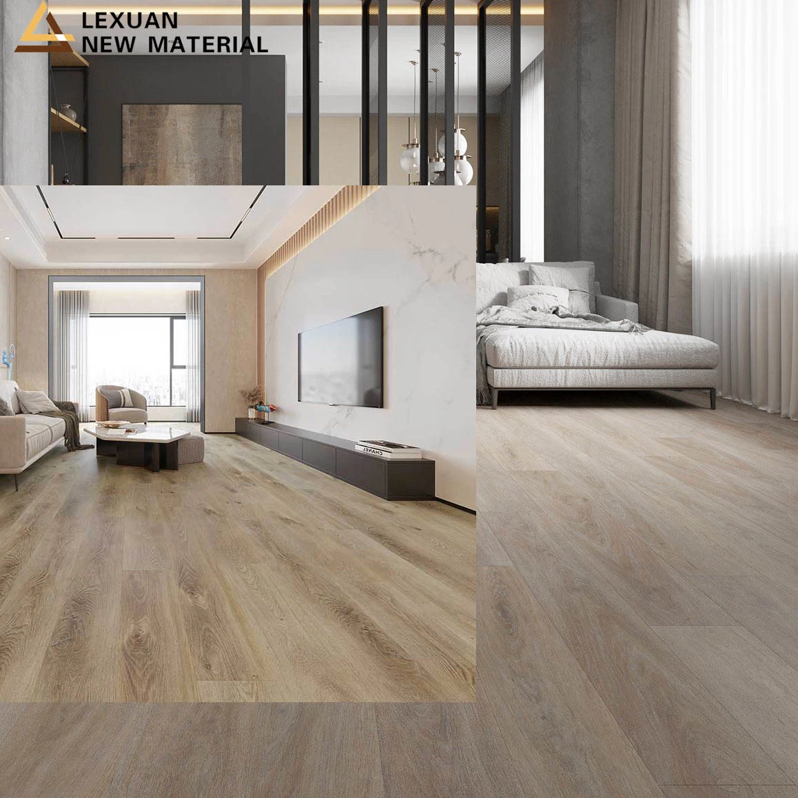 Échantillons gratuits OEM extérieur bois plastique composite planches bois Texture 3D Embossed Floor composite cliquez sur WPC Vinyl Flooring with Bon prix