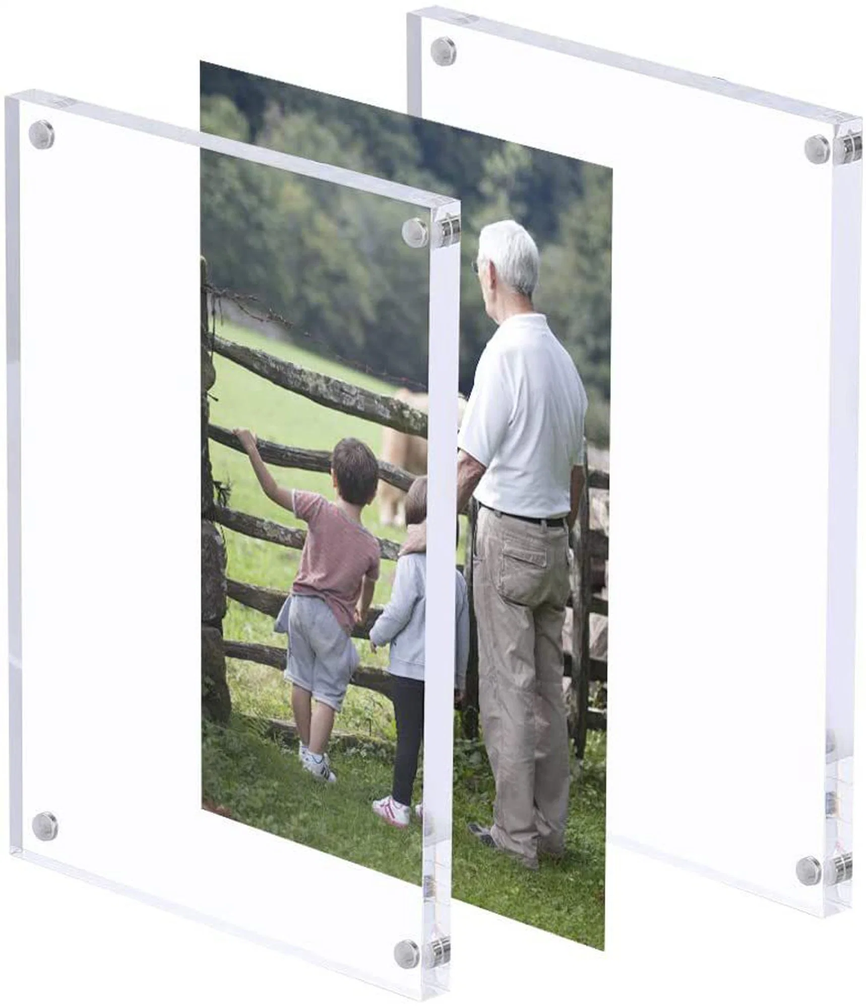 Free Standing Desktop Double Sided Magnetic Picture Display Acrylic Photo Frame