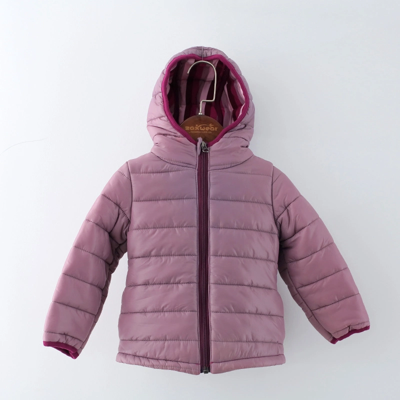 Purple Fashion Coat Boys and Girls Hooded Warm Children Quilted Puffer Jacket