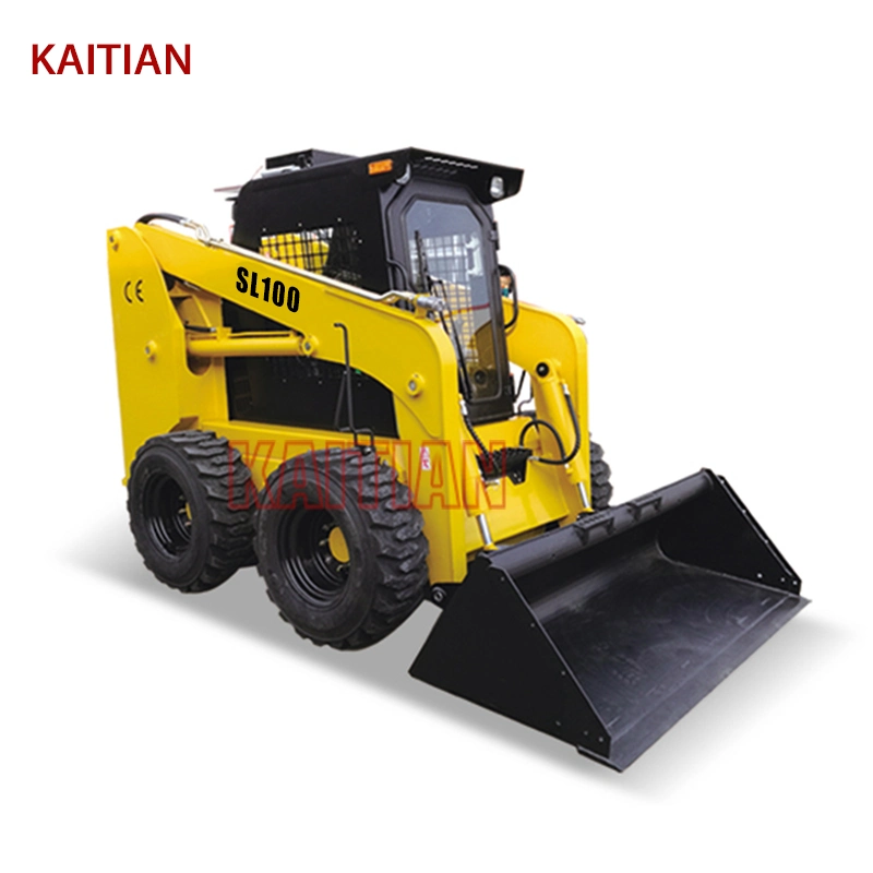 Factory Hot Skid Steer Wheel Loader Kaitian Brand for Sale SL100 Skid Loader 3550kg