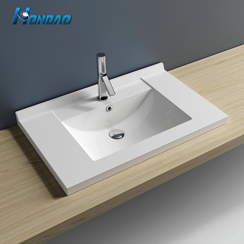 High Water Simple Style Retaining Artificial Stone Integrated Wash Basin