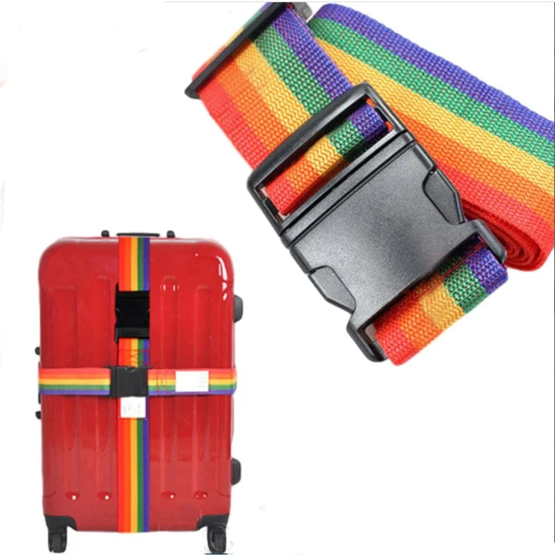 Promotion Custom Strong Heavy Duty Polyester Luggage Belt Safe Travel Baggage Strap Belt Accessories with Plastic Buckle