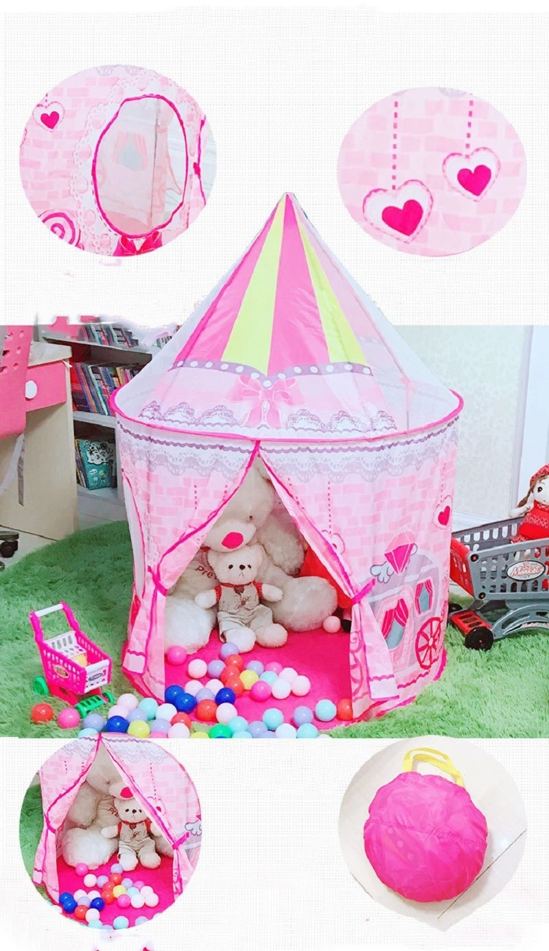 Kiddie Princess Wagon Tent Collapsible Children Tent Pop up Round Game Room Wbb16356