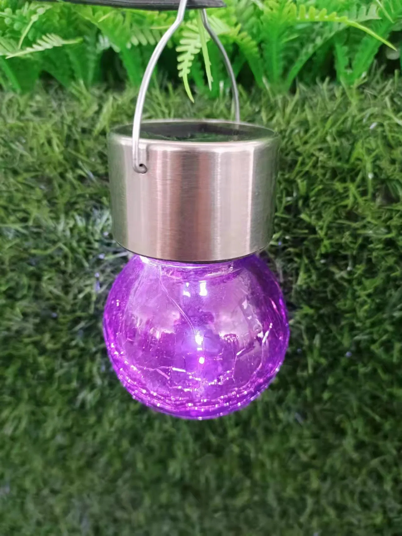 Hanging Solar Lights Outdoors Decorative Cracked Glass Ball Lights Waterproof Solar Lanterns Lamps