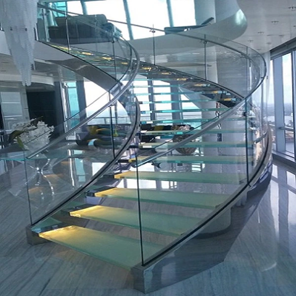 Stainless Steel Balustrade Glass Curved Stair