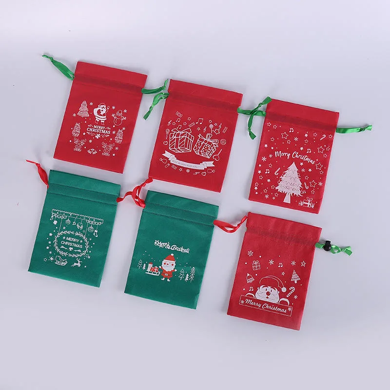 La flanelle de Noël Fu sac de bonbons de fruits de la paix rouge sac cadeau de mariage coulisse Bundle collection de cadeaux de poche