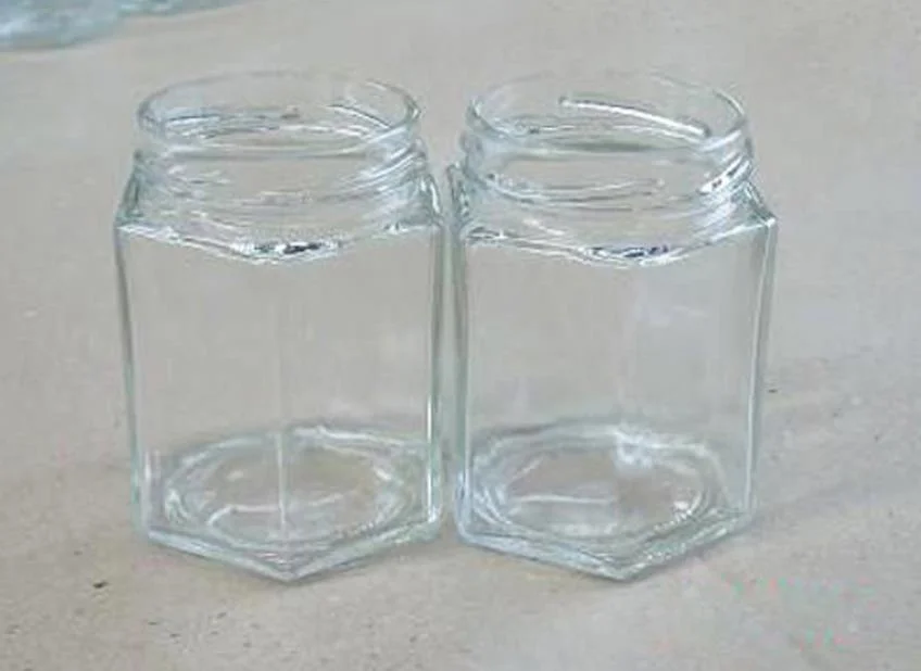 Six - Edged Honey Glass Bottle/Storage of Canned/Glass Container/Jam Jar Candy Jar/Bottle of Steak Sauce