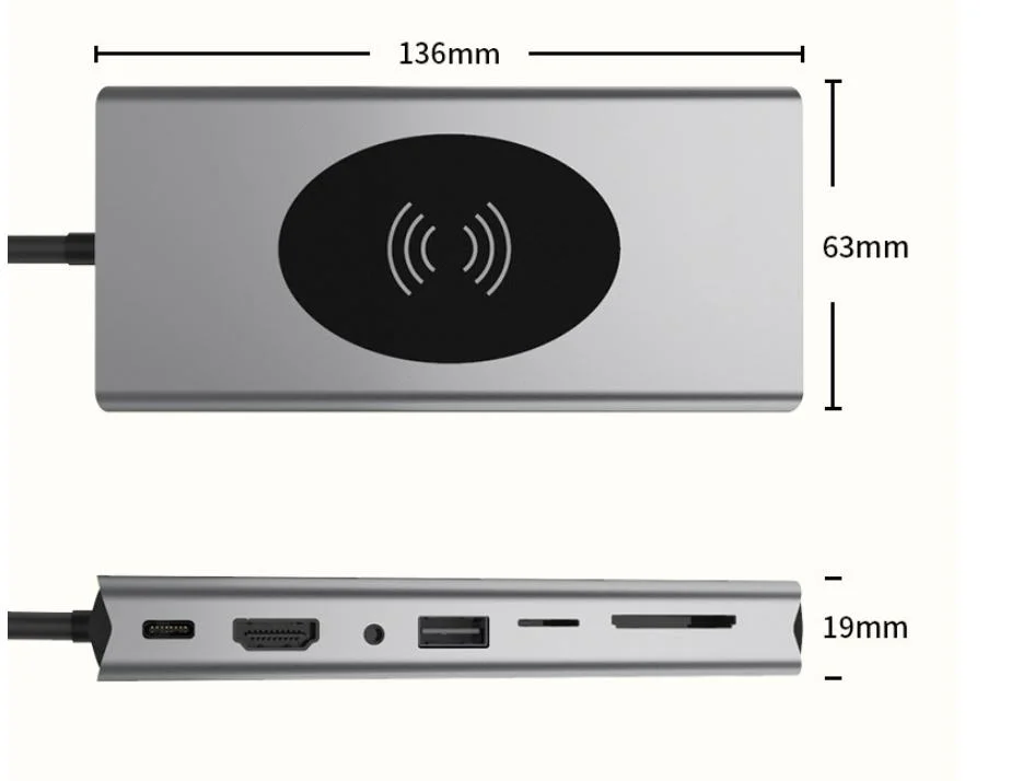 محول محطة إرساء موزّع USB 15 في 1 Bx15 واط