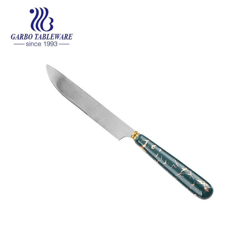 Dark Green Ceramic Handle Stainless Steel Dinner Knife Butter Knife Competitive Price Food Safe Customized Stainless Steel Dinnerware Flatware Tablware