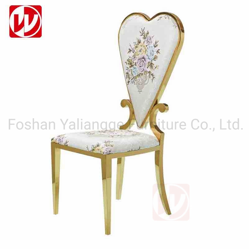 Hotel Restaurant Furniture Used Gold Stainless Steel Banquet Chair Heart Back Design Wedding Chairs