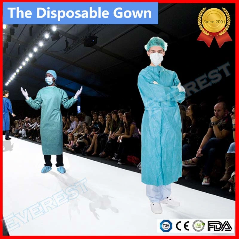 Light Blue Disposable Reinforced Isolation Gown