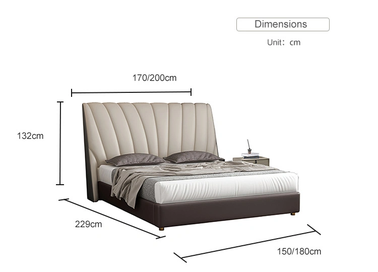 Fabricant de la Reine de stockage de la plate-forme moderne de cadre de lit en cuir en bois Meubles de chambre à coucher