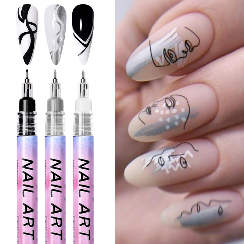 Professional Hot Sale 0.5mm Nail Graffiti Needle Pen Waterproof Drawing Painting Dotting Liner Pen Nail Art Tools