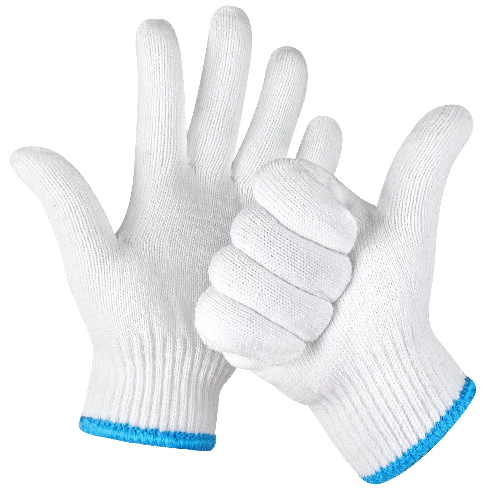 China Atacado 10/7Gauge Segurança/trabalho/construção preço Industrial/trabalho mão protetora Guantes Branco Luvas tricotadas de algodão