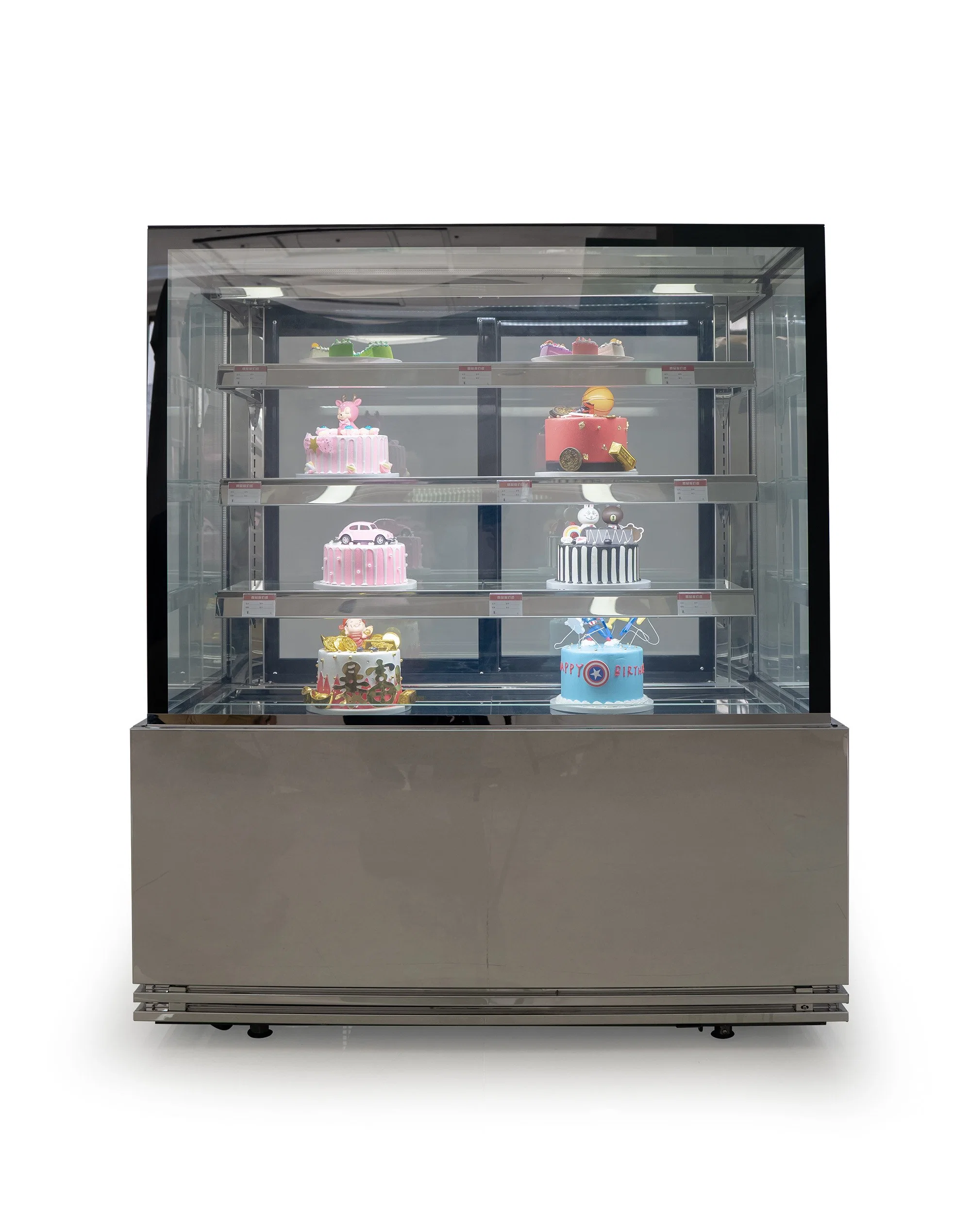 2 Shelves Cake Display Showcase with Square Glass and 1.2 Meters Length