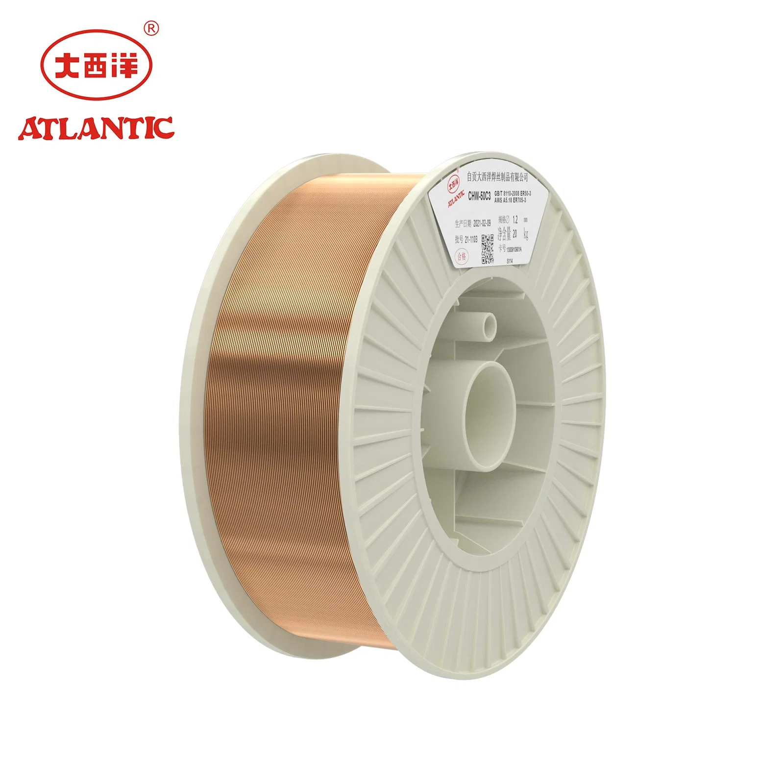 Atlantic Hot Sale gewöhnliche Schweißdraht 0,8mm Er70s-3 Aluminium Flux Schweißdraht Mit Kabel