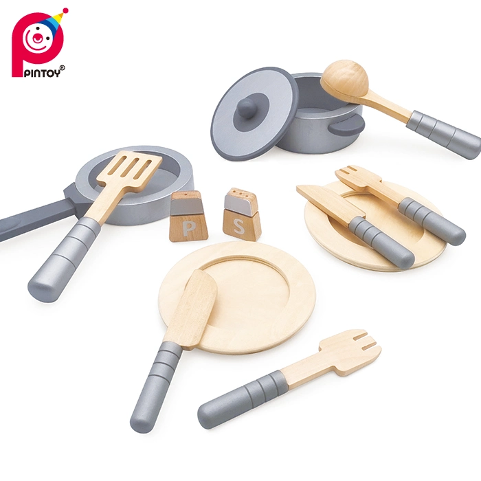 Wooden Toy Boys and Girls Cookware Set Kitchen Role Play Toy