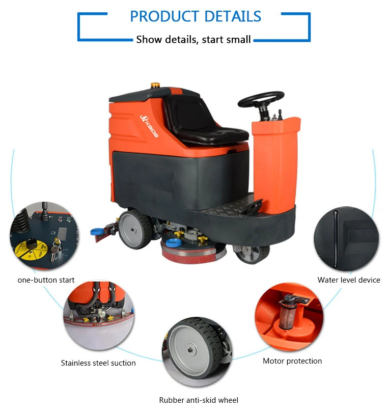 Clean Efficient Commercal Ride on Floor Sweeper and Floor Scrubber Cleaning Machine