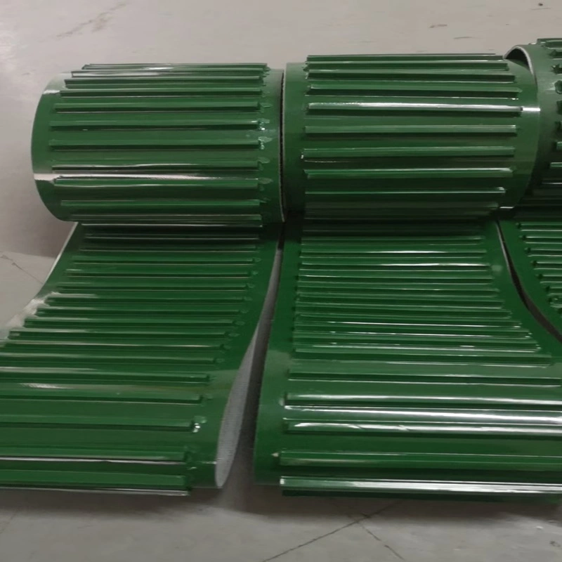 Portable 2.0 Green PVC Conveyor Belt with Cleats Dough Sheeter Belt