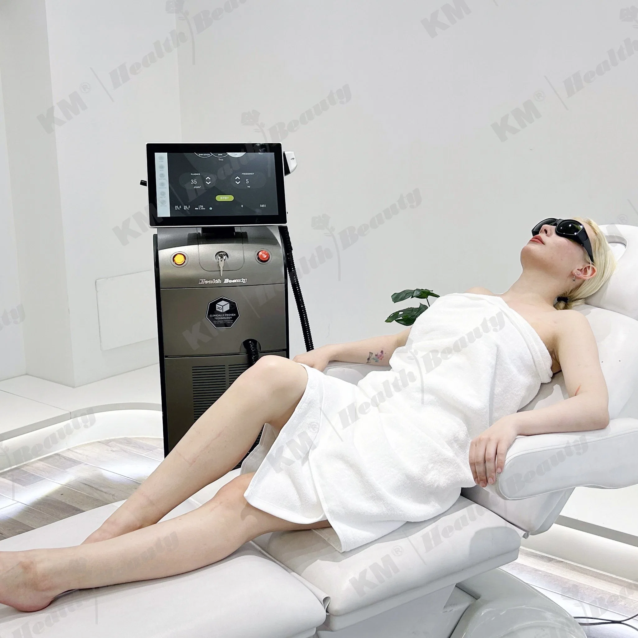 2023 New Tech Medical Laser Cosmetics Ice km Titanio 808nm Diodo láser de depilación de la máquina Salón de belleza IPL Cuidado de la piel Equipo de apriete profesional