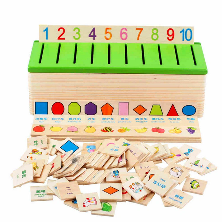 Children Wooden Knowledge Classification Box Early Education Toys