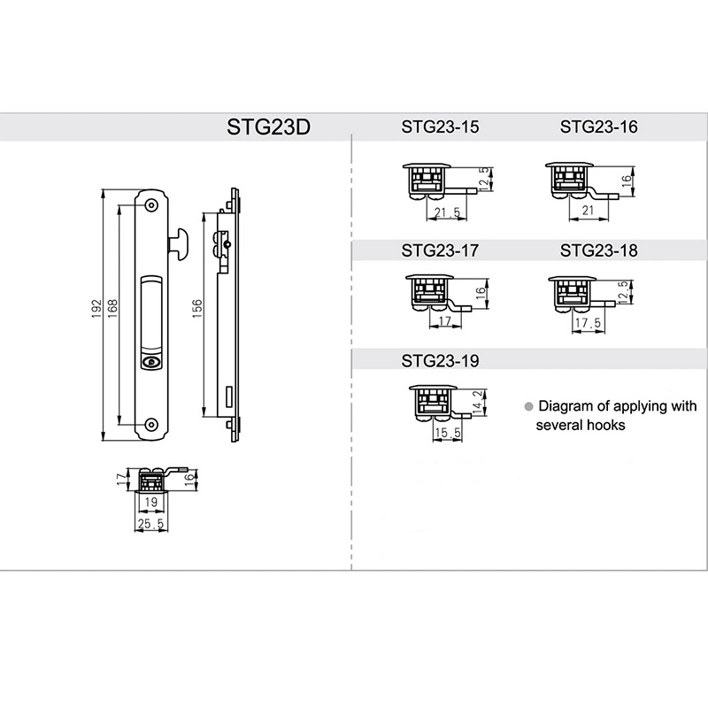 Aluminum Sliding Window and Door Handle Lock Manual Latch Hook Lock Bolt Push Lock Hardware Accessories