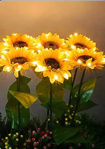 Outdoor Ground Plug LED Lighting Fabric Sunflower Lighting Water Resist Decorative Lighting Garden Decoration