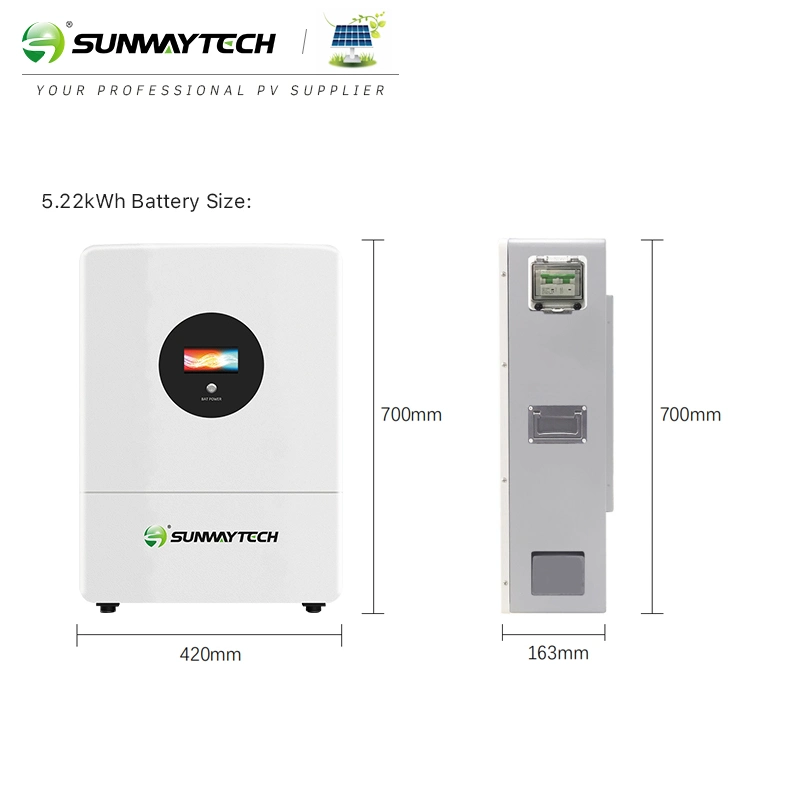 Sunway 5kw 10kw 18650 OEM Good Price Solar Lithium-Ion Battery Pack All in One Ess for Solar System with BMS