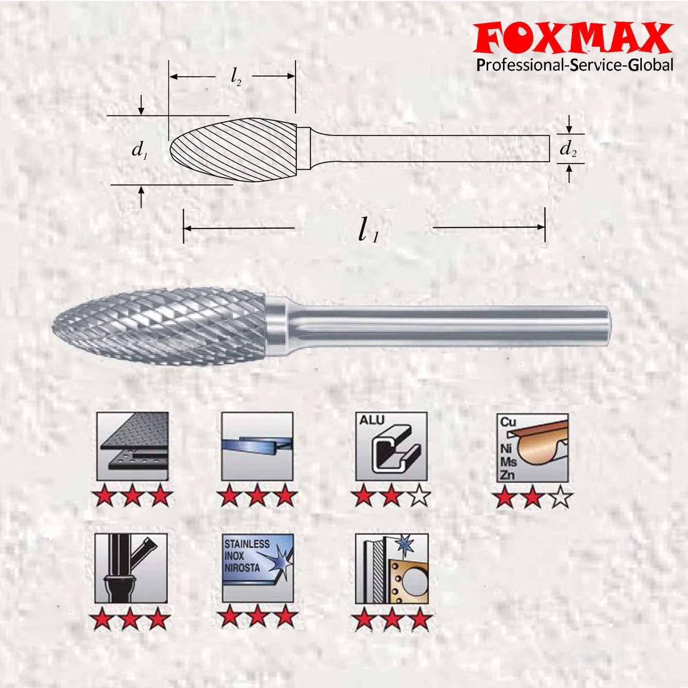 Flame Shape Carbide Rotary Bur (FXD-59)