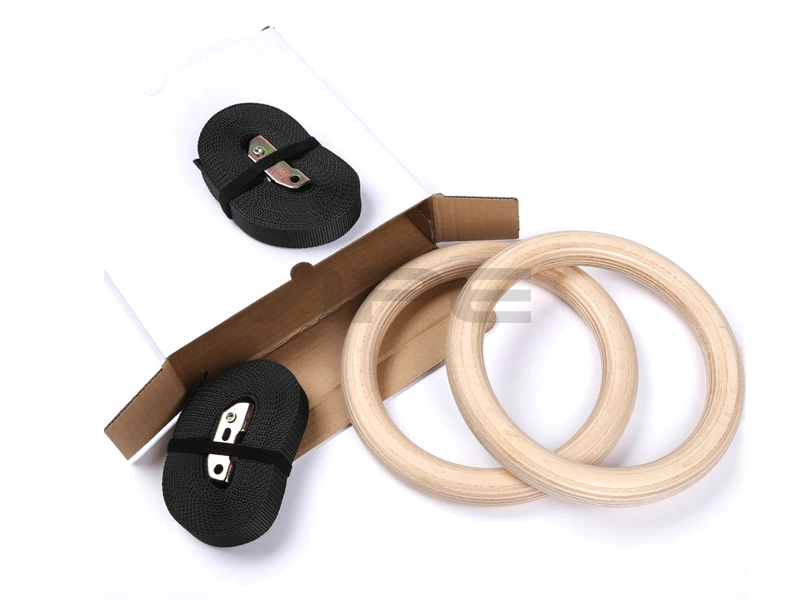 Ape Rhythmic Gymnastics Wooden Gym Rings with Nylon Straps