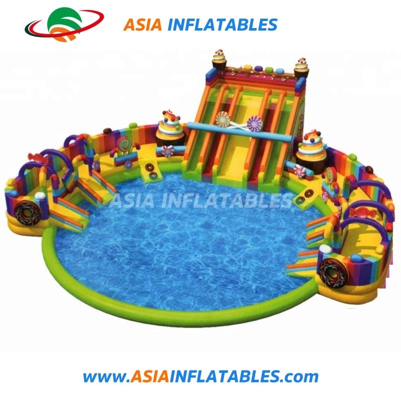 Bonbons gonflables d'attractions à thème parc aquatique avec piscine de la diapositive