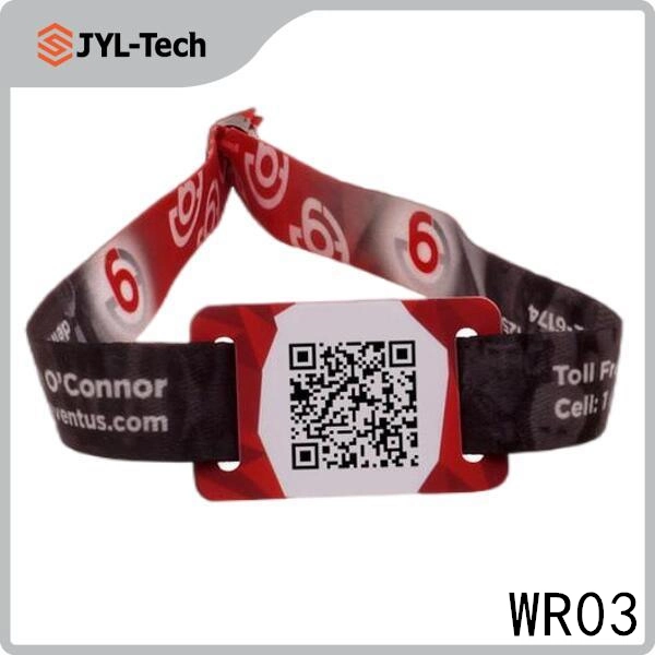 Festival Event RFID Textile Fabric Woven Cloth Bracelet NFC Wrist Band with Qr Code