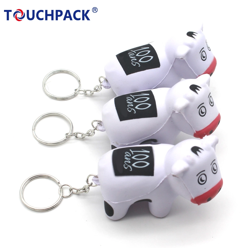 Promotion Gift Custom Logo Small Dairy Cows Stress Ball with Key Ring