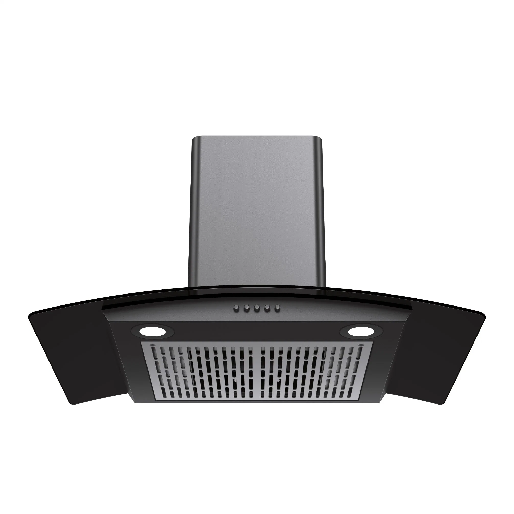 Crved Glass New Design Arc-Shaped Smoke Extractor Kitchen Cooker Chimney Hood with LED Display