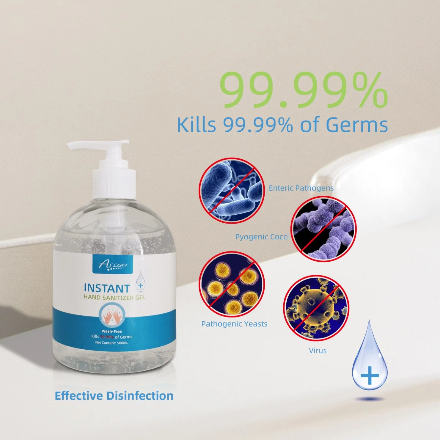 Anti-Virus, Hand Sanitizer Gel, Rinse Free, Alcohol Based, Antibacterial, Disinfection