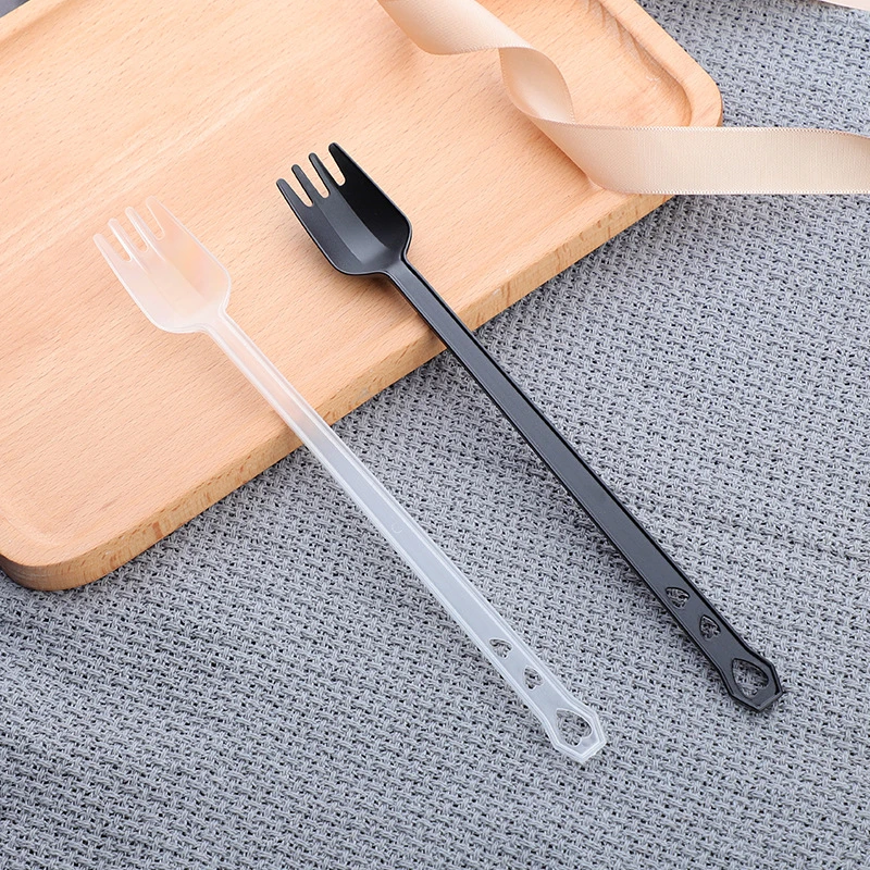 Disposable Spork Fruit Fork Individual Packaging Long-Handled Spoon Plastic Fork (21 cm)