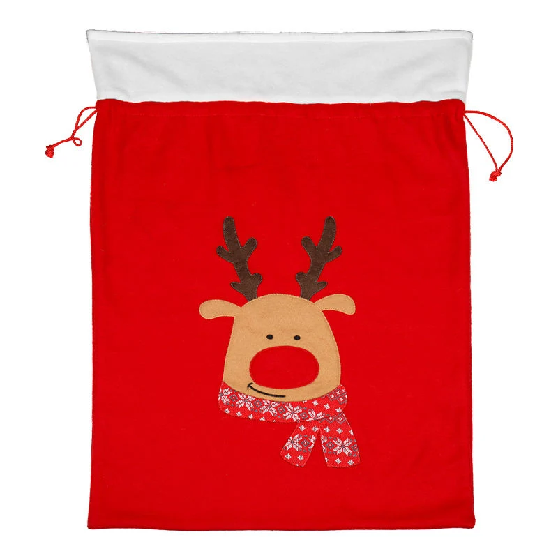 Custom Santa Deer Sacks Non Woven Red Velvet Christmas Gift Bag Sets