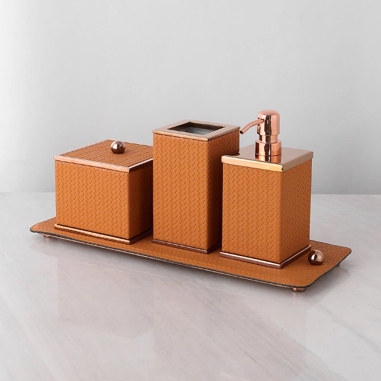 Modern Containers Hand Sanitizer Bottle Press Bathroom Cansiters Leather Decorative Storage Tray