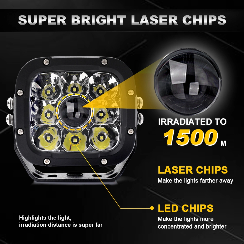 Alta potencia de 1400m Super brillante camión 4X4 Offroad Laser Luz de conducción de 5 pulgadas LED 50W láser luz LED de trabajo para el Jeep off road ATV UTV