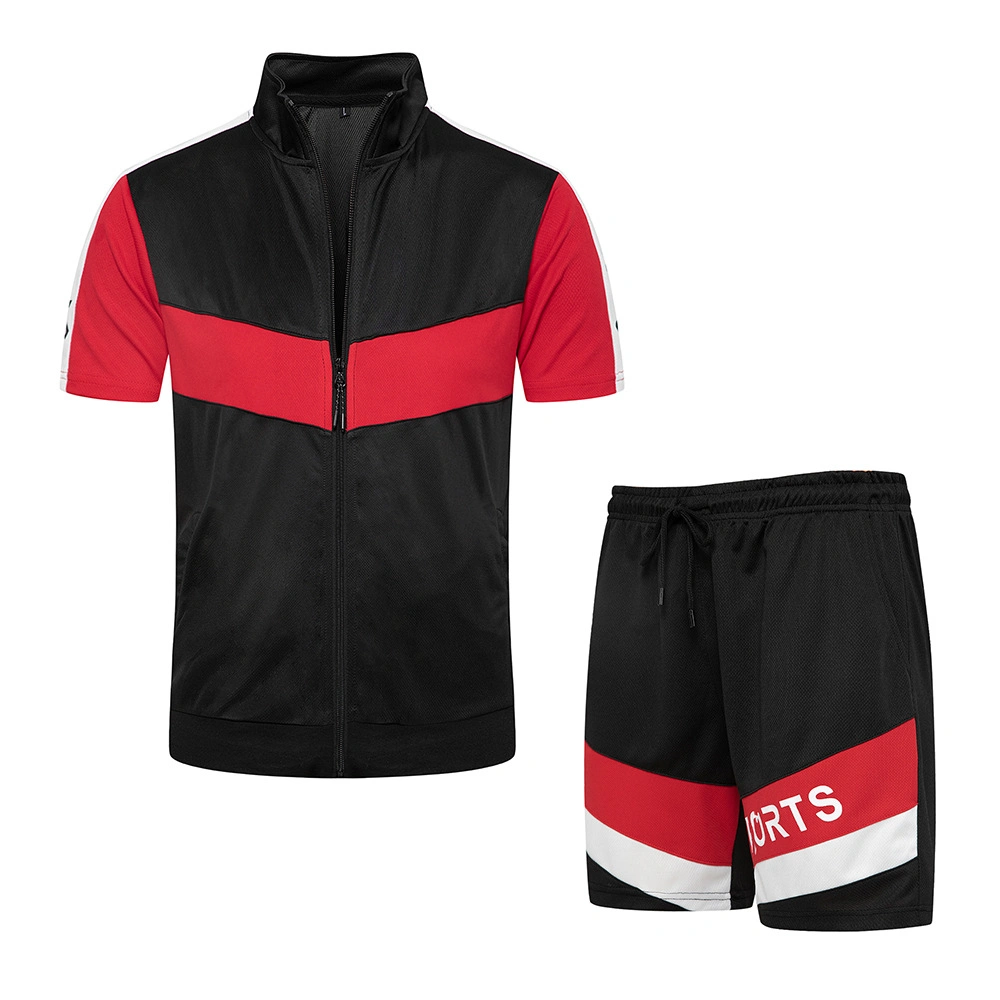 Rts Wholesale/Supplier Summer Polo Suits Tshirt Short Jogger Zipper Men Shorts Set