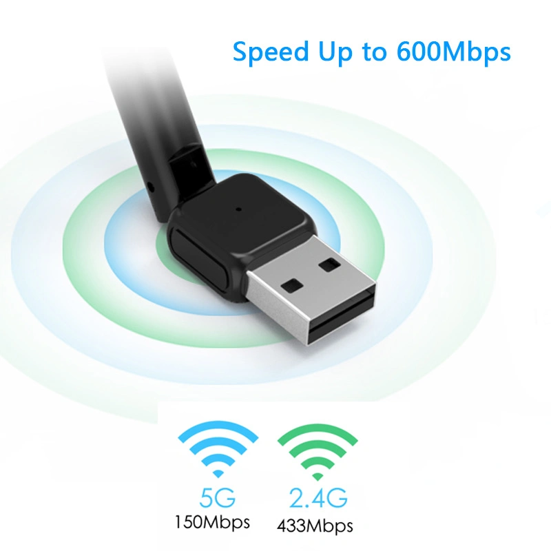 AC600 Dual-Band (433Mbps+150Mbps) USB 2,0 Wi-Fi adaptador compatible con Windows, Mac OS X.