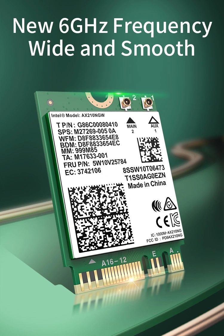 5374 Мбит/с Комбрейд трехдиапазонный адаптер 802.11ax WiFi 6e LAN Card Bluetooth 5.2 Модуль адаптера PCI Express Interface LAN Card Adapter